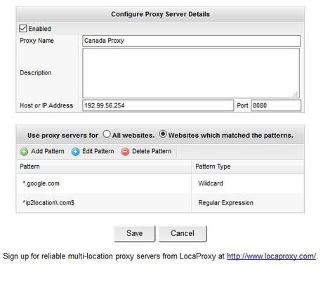 Edit proxy server details.