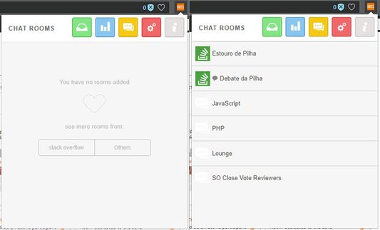 Shortcut to chat rooms (before and after save rooms)