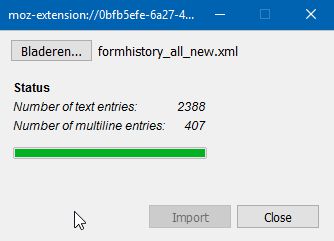 Files containing form history data can be exported and imported in XML format. Import files from older versions are still supported.