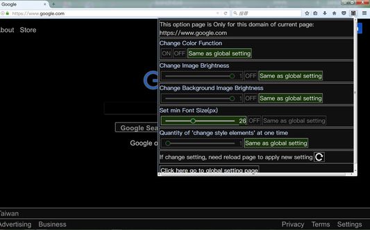 Setting page for every domain (click the addon button when user browsing)