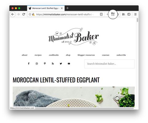 Click the RecipeThing icon in the URL bar to see a cleaned up version of the recipe on the current page!