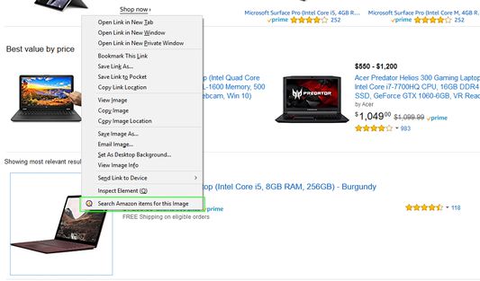 Right click amazon search menu.