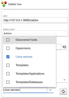 Options screen displays many settings including the ability to only show problems for certain host groups