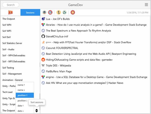 Sort all the sessions as you like: by date, by position, by name... ascending or descending