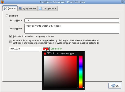 Proxy Settings - General Info