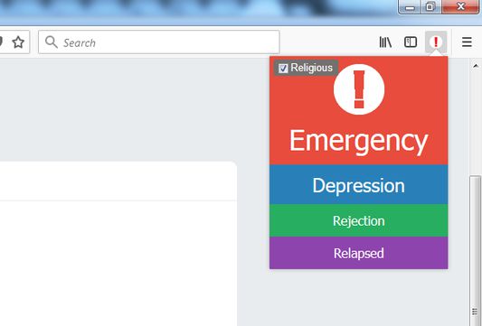 Click the Panic Button to access the various options, select the relevant button to access motivational and inspirational material tailored to your needs.