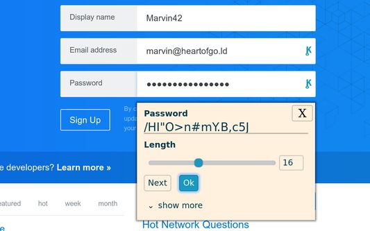 Password generator when signing up