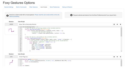 Execute user scripts with mouse, wheel, or chord gestures.