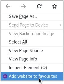 Adding a favourite via the context menu