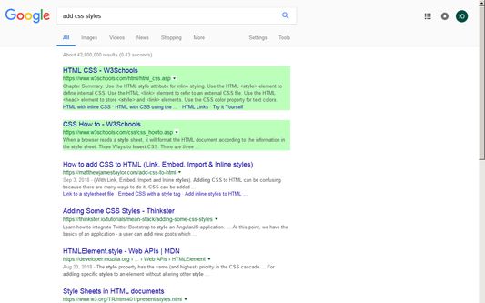 Custom color in search results