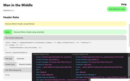 Headers can be modified using JavaScript.