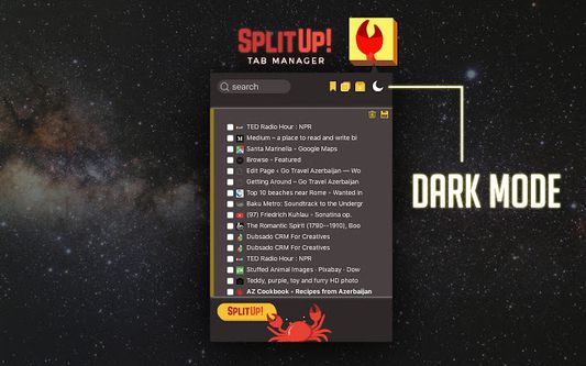 SplutUp! in a dark mode