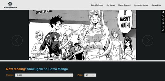 Manga view with the menu (press Escape)