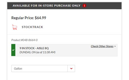 canadiantire.ca StockTrack button