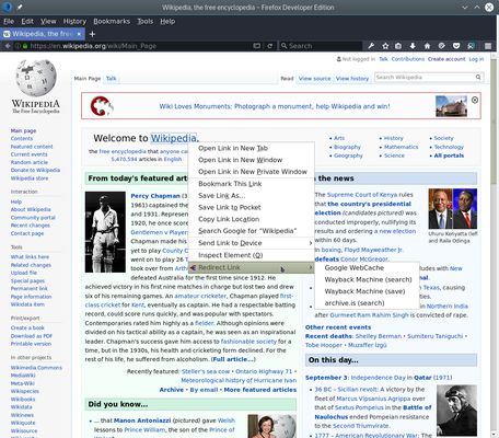 Redirection context menu.