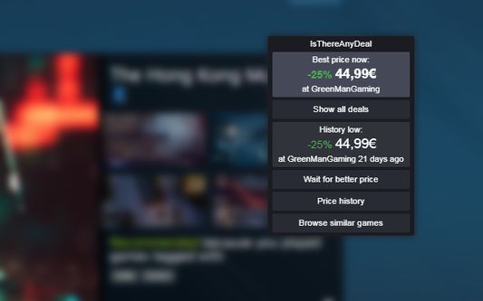 Example of IsThereAnyDeal Everywhere on Steam