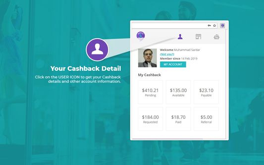 This screen shot shows user details and user cashback details.