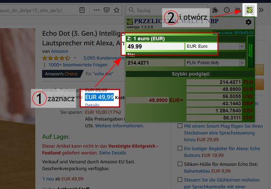 Conversion selected currency to another