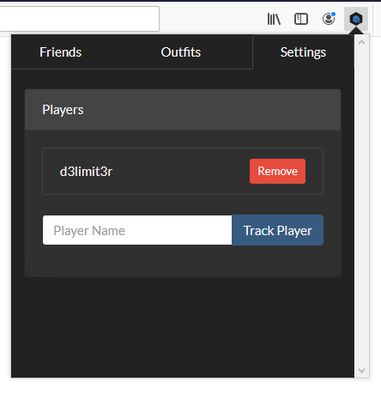 Settings page allowing users to track players
