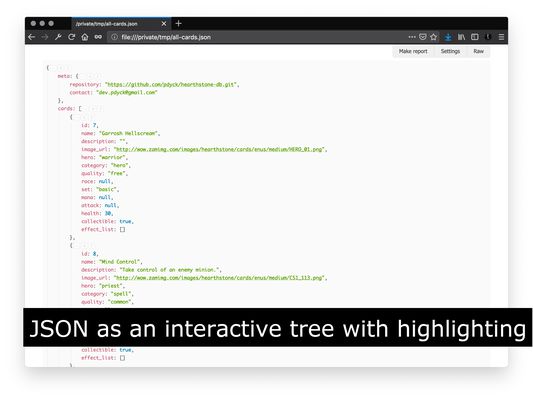 JSON as an iinterative tree with highlighting