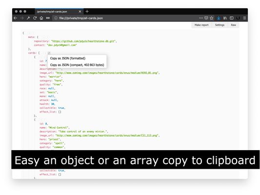 Easy an object or an array copy to clipboard