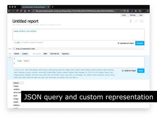 JSON query and custom representation