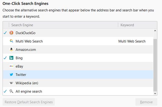 search configuration
