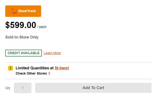 homedepot.ca StockTrack button