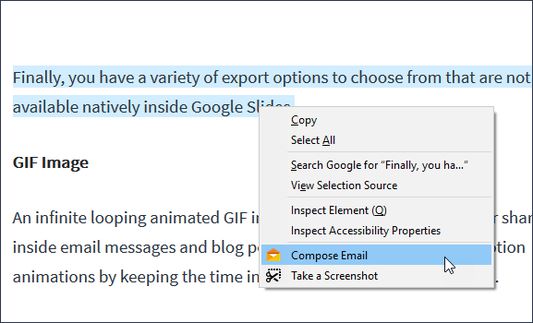 use context menu option