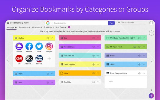 Organize Bookmarks into categories.