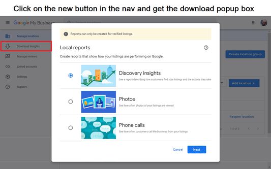 Download Insights button launches download screen