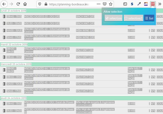 HPselection with list view