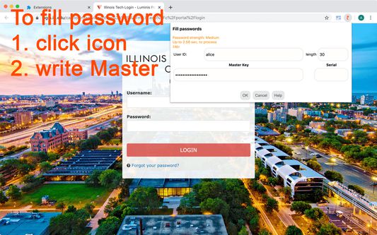 PassLok Universal can fill logins as well, just click the icon and fill in the master Password.