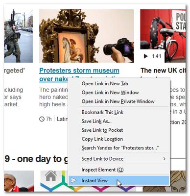 Right click on URL and save it to Instant VIew