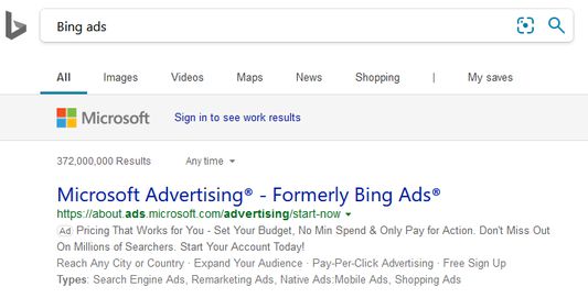 The default color scheme of the Bing ad results makes them hard to quickly identify.