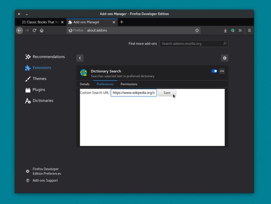 Customize search URL