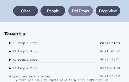 View of mixpanel dev tool