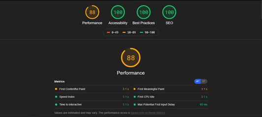 Successful run output overview and performance section