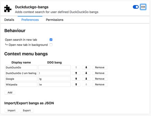 Preference pane