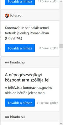 Koronavírus hírek az elmúlt pár órából köóülönböző hírforrásokból.