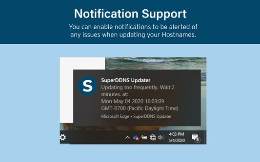 Notification Support
You can enable notifications to be alerted of any issues when updating your Hostnames.