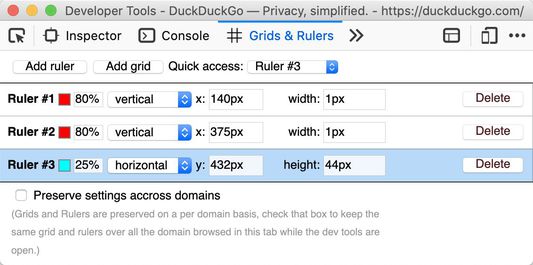 Rulers configuration interface