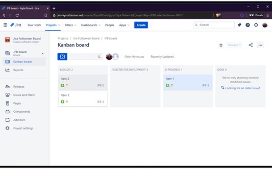 The normal agile board provided by Atlassian. The extension adds a button to expand the board (blue button)