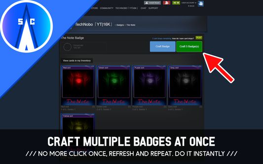 New button for crafting multiple badges instantly, instead of one at a time, refreshing and repeating.