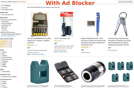 With Amazon Ad Blocker you only see unsponsored items, giving you a true sort by price view