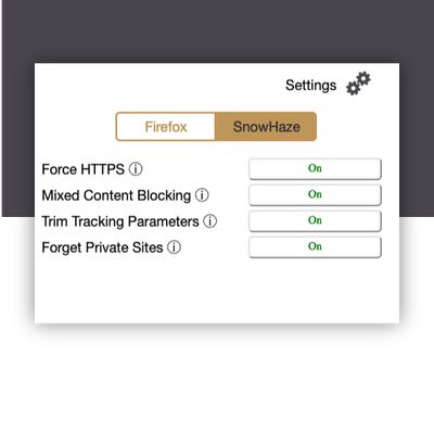 The most powerful privacy and security features that you know from the SnowHaze iOS browser are made available for your desktop.