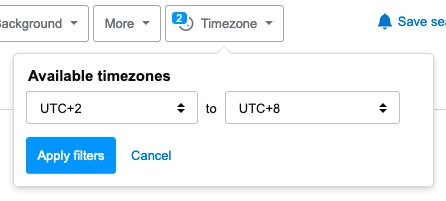 Stack Overflow jobs timezone filter.