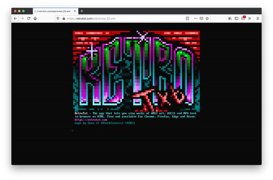 RetroTxt displaying ANSI