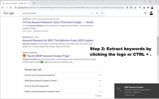 Step 2: Extract the keywords