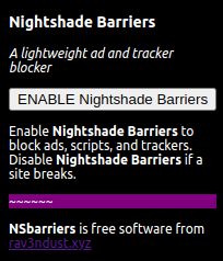 Nightshade Barriers in its disabled state.